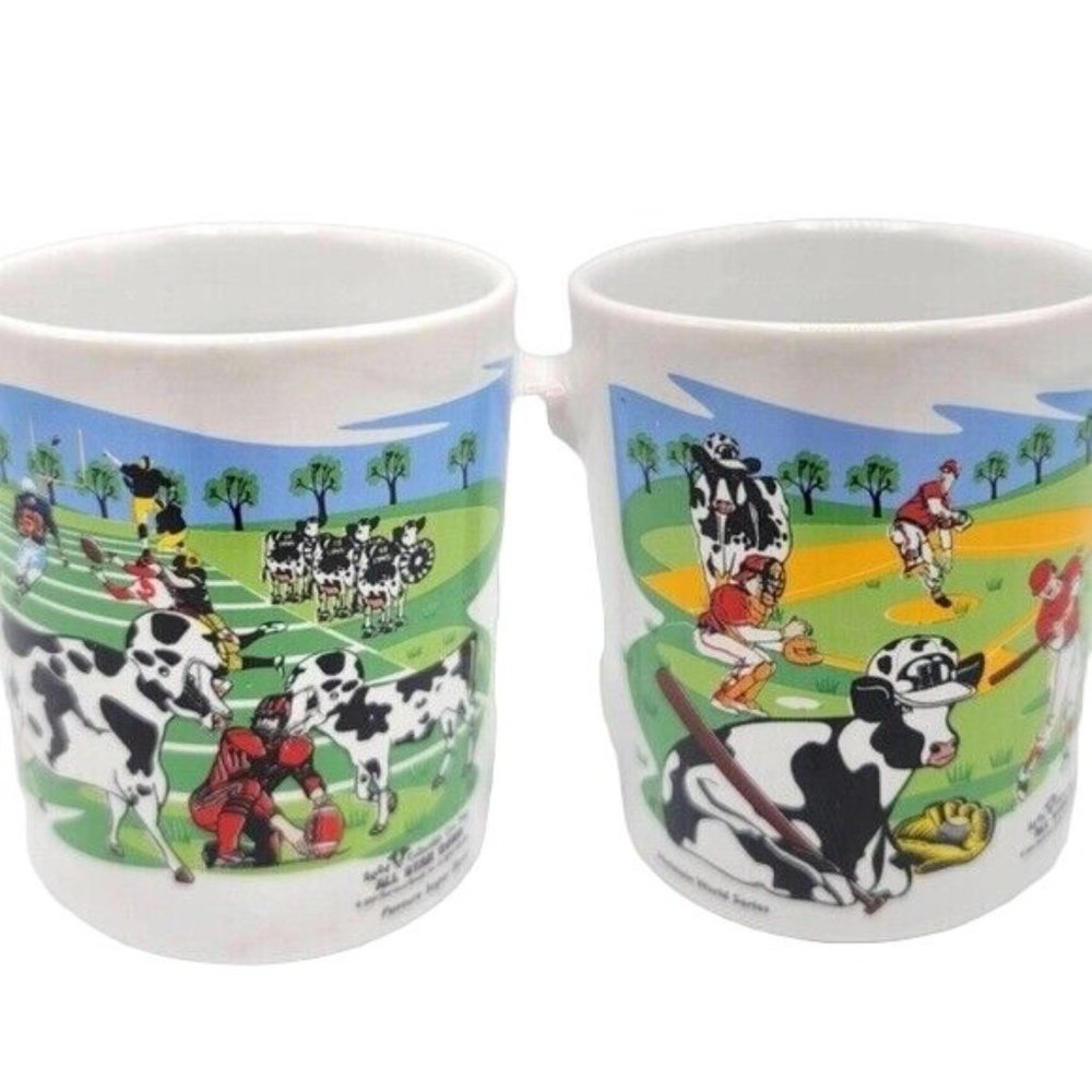 VTG Sherwood Brands Cow Sports Mug All-Star Holstein Football Baseball Humor Fun